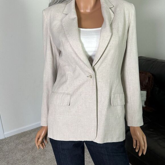 Vtg Pendleton Linen Mix Blazer Jacket 6 Beige Country Western Office Capsule USA - Picture 7 of 13